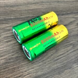 Skywolfeye 26650 Batteries Rechargeable 8000mAH 3.7V Flat Top - Pack of 2
